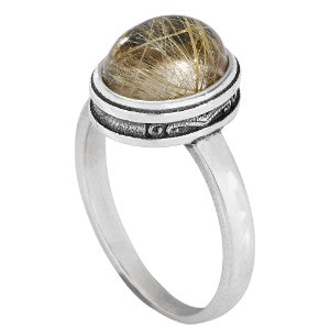 R054013* - Sterling Silver/ Rutilated Quartz Ring