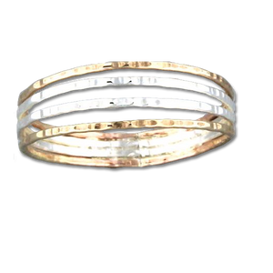 R064003 - Textured Sterling Silver and Gold-Filled 4 Wire Ring