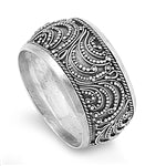 R068003 - Sterling Silver Oxidized Mill-grain Design Ring